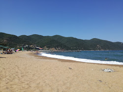 Photo de Stratoni beach avec baie spacieuse