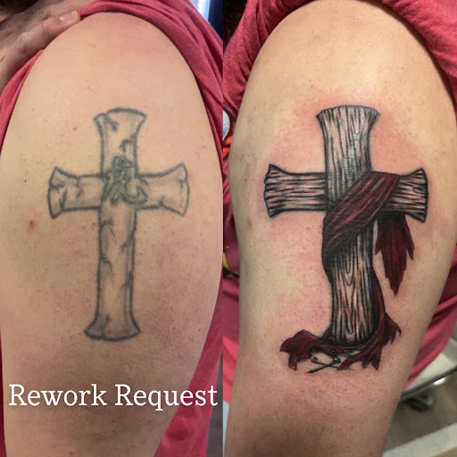 Explore tricep tattoo ideas for men, creative tattoo ideas in Sunbury, available at Spot of Ink