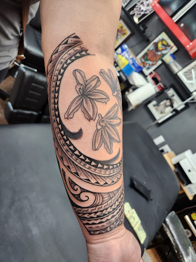 Explore memorial sleeve tattoo ideas, creative tattoo ideas in Honolulu, available at Aloha Tattoo Waikiki Hilton Hawaiian Village Rainbow Bazaar