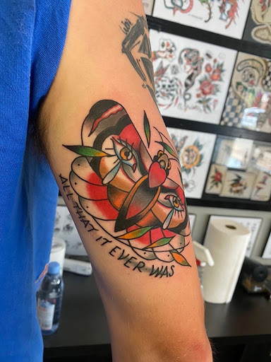 Explore cool elbow tattoo ideas, creative tattoo ideas in Glenside, available at Yellow Rose Tattoo