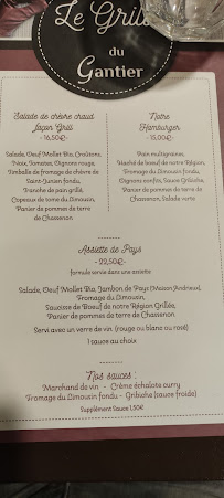 Restaurant Le Grill du Gantier à Saint-Junien - menu / carte