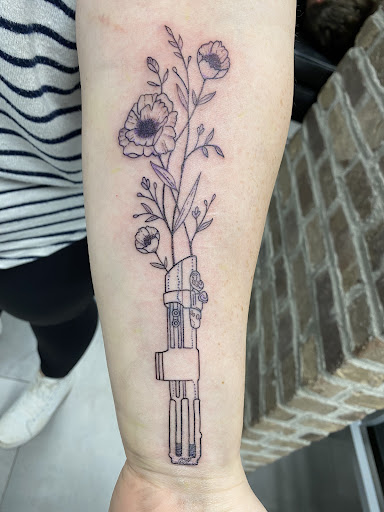 Explore script tattoo ideas for guys, creative tattoo ideas in Marietta, available at Sink or Swim Studio and Gallery