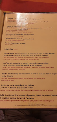 La Ferme d'Huchet à Vielle-Saint-Girons menu