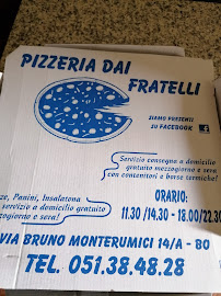 Carte du Pizzeria D'asporto Dai Fratelli Bologna à Bologna