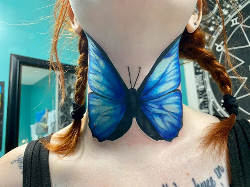 Explore collarbone tattoo ideas for men, creative tattoo ideas in Osceola, available at Valley Of The Inkd