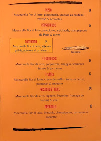 Menu / carte de Le Pizzo à Montreuil