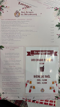 Aux Armes de Strasbourg à Strasbourg menu
