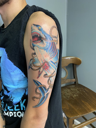 Explore full leg sleeve tattoo ideas, creative tattoo ideas in Northport, available at Symbolic Ink