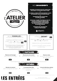 Menu du Restaurant l'Atelier de Nungesser à Valenciennes