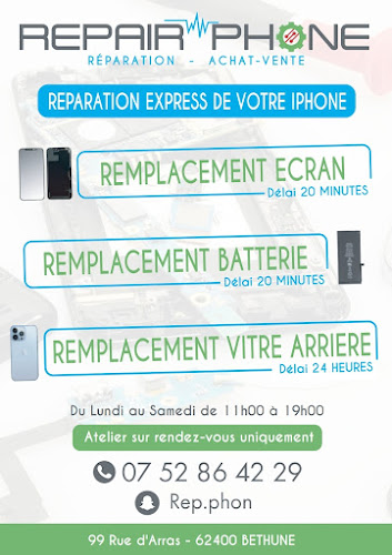 Atelier de réparation de téléphones mobiles Repair'Phone - Réparation Achat Vente iPhone Béthune