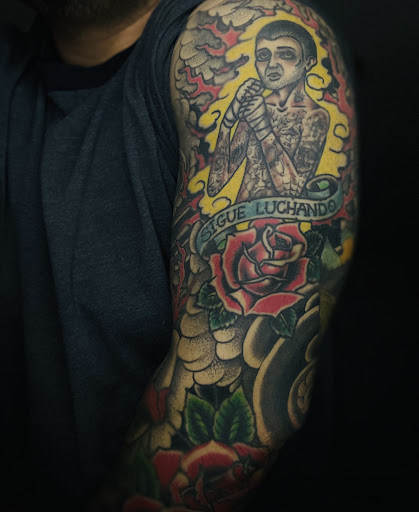 Explore cover up flower tattoo ideas, creative tattoo ideas in Georgetown, available at Iron Rite Tattoo South