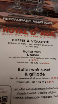 Menu du Royal d'Asie Restaurant Valence à Portes-lès-Valence