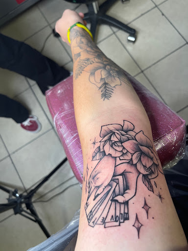 Explore flower arm sleeve tattoo ideas, creative tattoo ideas in Arlington, available at Arlington Ink