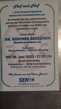 Menu du Stadtwaldschänke à Fürth