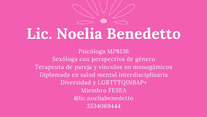 Lic. en Psicología Noelia Benedetto mp 8136 Aptos Terapia de pareja