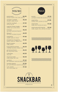 Menu du Snack Bar à Perugia