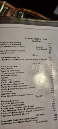 Le Volant Basque à Paris menu