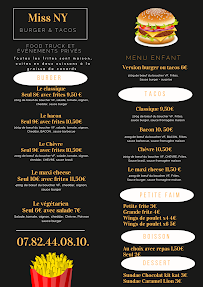 Menu du Miss NY Food truck à Villefranche-de-Lauragais