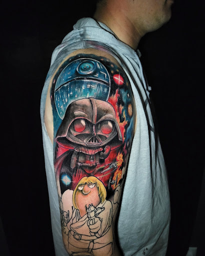 Explore blacked out tattoo ideas, creative tattoo ideas in Buford, available at Inked Arts Tattoo Studio