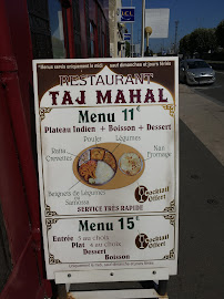 Taj Mahal à Compiègne menu