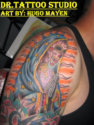 Explore tattoo music sleeve ideas, creative tattoo ideas in Garden Grove, available at Dr. Tattoo Studio