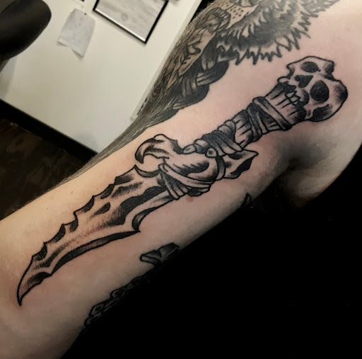 Explore elephant thigh tattoo ideas, creative tattoo ideas in Northfield, available at Trifecta Tattoo Parlor