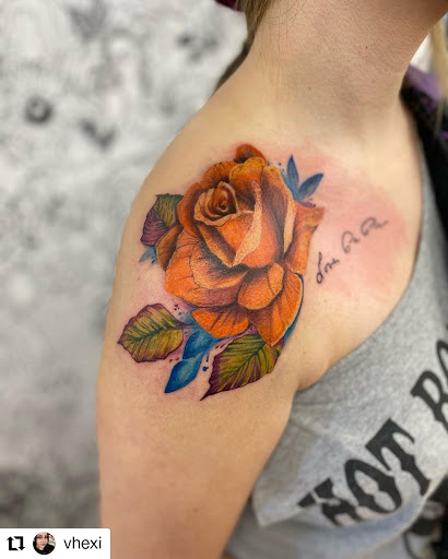 Explore tattoo ideas on calf, creative tattoo ideas in Rochester, available at Sacred Heart Studios