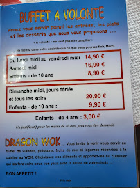 Menu du Dragon Wok à Perpignan