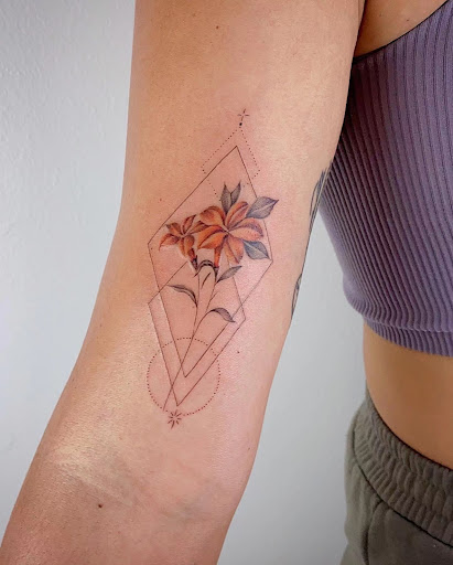 Explore deer skull tattoo ideas, creative tattoo ideas in Orange, available at Baron Art Tattoo