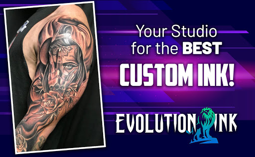 Explore st michael the archangel tattoos ideas, creative tattoo ideas in Fayetteville, available at Evolution Ink Tattoo and Piercing Studio