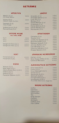 Carte du Steakhaus El Toro à Bergisch Gladbach