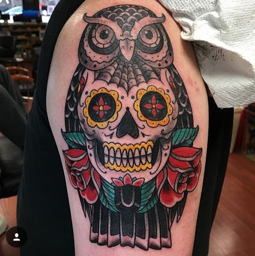 Explore caterpillar tattoo ideas, creative tattoo ideas in Syracuse, available at Resurrected Tattoo