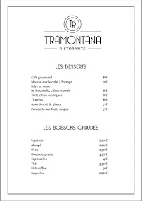 Tramontana Ristorante à Lille menu
