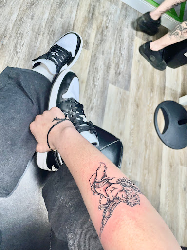 Explore forearm wolf tattoo ideas, creative tattoo ideas in Park Hills, available at Body Designs Tattoo & Piercing