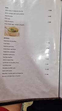 Restaurant Forno Velho à Lisbon (la carte)