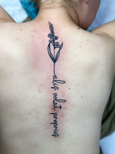 Explore cursive tattoo ideas, creative tattoo ideas in El Paso, available at American Tattoo Society of Ft Bliss
