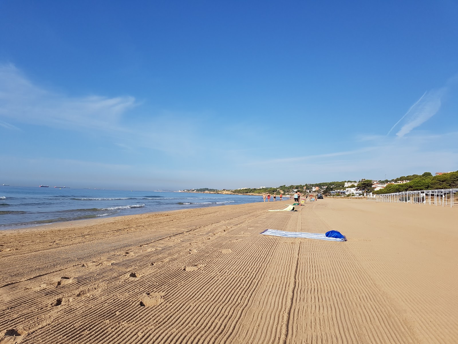 Platja Llarga Beach'in fotoğrafı yeşil su yüzey ile