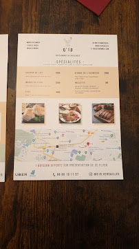 Menu / carte de O'19 à Versailles