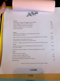 Menu / carte de Bibiche à Paris