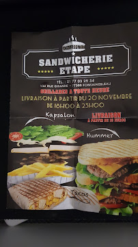 Carte du Sandwicherie Etape : Kebab, Tacos, Kapsalon. Fast-Food En Livraisons 77 à Fontainebleau