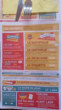 Restaurant de hamburgers La Dinette à Lille (la carte)
