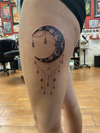 Explore skull cover up tattoo ideas, creative tattoo ideas in Stuart, available at Tiger Shark Tattoo Studio