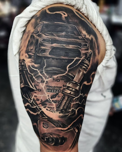 Explore tattoo ideas for shoulder, creative tattoo ideas in Fort Myers, available at Loyal 2 The Coil Tattoos & Piercings (Edison Mall Location Entrance F)