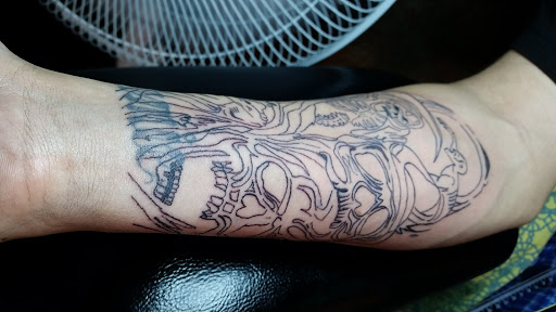 Explore song lyric tattoo ideas, creative tattoo ideas in Davis, available at SIX GUN SOUND TATTOO