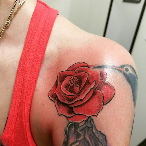 Explore dog grooming tattoo ideas, creative tattoo ideas in Frisco, available at Frisco Tattoo Company - Steel PaintBrush