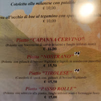 Ristorante Rifugio Capanna Cervino à Primiero San Martino di Castrozza menu
