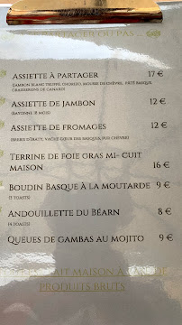 Carte du Chez Les Garçons Restaurant Dax #CLG à Dax