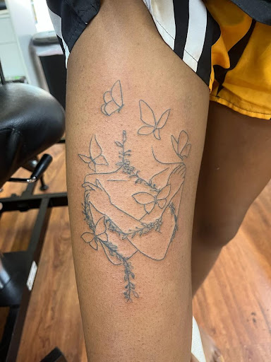 Explore mountaineering tattoo ideas, creative tattoo ideas in Cocoa, available at Rorschach Tattoo Shop and Piercing Studio