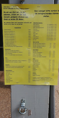 Menu / carte de Der Kiosk am Seehof à Erlenbach bei Dahn