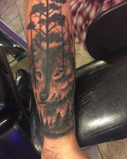 Explore sleeve skull tattoo ideas, creative tattoo ideas in Amarillo, available at Music Box Body Art Studio